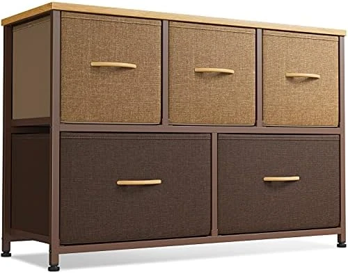 Cubiker Dresser Storage Organizer, 5 Drawer Dresser Tower Unit For Bedroom Hallway Entryway Closets, Small Dresser Clothes Storage With Wide Sturdy Steel Frame Wood Top, Black Grey 7 Cubiker Dresser Storage Organizer, 5 Drawer Dresser Tower Unit For Bedroom Hallway Entryway Closets, Small Dresser Clothes Storage With Wide Sturdy Steel Frame Wood Top, Black Grey - Image 7