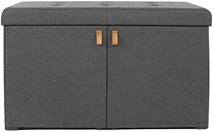 Seville Classics Cushioned Fabric Ottoman Hidden Storage Chest Footrest Chair, Padded Seat For Bedroom, Dorm, Loft, Living Room, Entryway, Hallway, Midnight Blue, 31.5" Bench 14 Seville Classics Cushioned Fabric Ottoman Hidden Storage Chest Footrest Chair, Padded Seat For Bedroom, Dorm, Loft, Living Room, Entryway, Hallway, Midnight Blue, 31.5" Bench - Image 14