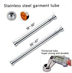 AUSGLEIFEN 18 To 30 Inches Adjustable Closet Rod, Wall Mounted Hanging Rod For Closet, Premium 304 Stainless Steel Closet Pole Closet Bar With Socket Set For Wardrobes,small