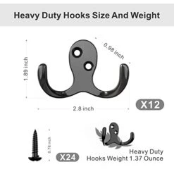 PRIGVOT 12PCS Heavy Duty Double Prong Coat Hooks | Bookbag Hooks | Wall Hooks | Metal Coat Hooks | Robe Hooks | Coffee Mug Hooks With 50 Pieces Screws For Kitchen, Grocery Room, Bedroom -Songmics Furniture Shop 41mbP2YMaML