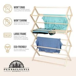 Pennsylvania Woodworks Clothes Drying Rack: Solid Maple Hard Wood Laundry Rack For Sweaters, Blouses, Lingerie & More, Durable Folding Drying Rack, Made In USA, No Assembly Needed, Large -Songmics Furniture Shop 41meW2b4BoL