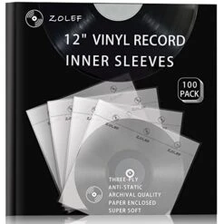 Vinyl Record Inner Sleeves 100 Pack For 12" Lp, 3-Ply Anti Static Soft Inner Sleeve With Archival Paper Enclosed For 33 RPM LP Protection (12" 100P)
