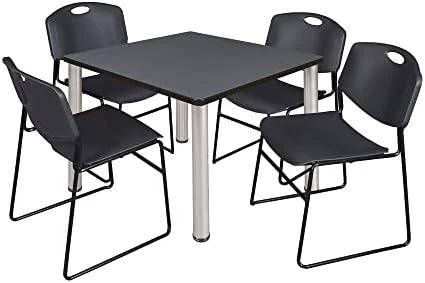 Kee 36" Square Breakroom Table- Cherry/ Black & 4 Zeng Stack Chairs- Black 15 Kee 36" Square Breakroom Table- Cherry/ Black & 4 Zeng Stack Chairs- Black - Image 15
