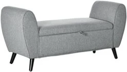 HOMCOM Upholstered Storage Ottoman, Armed Storage Bench, End Of Bed Bench With Rubber Wood Legs For Bedroom, Entryway, Living Room, Pewter Gray -Songmics Furniture Shop 41mjQr nKL. AC