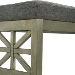 GENERIC 16.14 In. Dark Gray Upholstered Bench With Wood Legs Grey Modern Contemporary -Songmics Furniture Shop 41mjshWUFfL