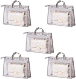 5 Pack Clear Tote Bag, Handbag Organizer PVC Transparent Anti-dust Cover Bag For Hanging Closet With Zipper And Handle Space-Saving Storage Bag (Color : Beige, Size : XXL) -Songmics Furniture Shop 41ml0ZzcmGL. AC 1