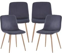 Flesser Kitchen Side Chair Gray Set Of 4 Velvet Dining Room Chairs With Metal Legs Modern Padded Dining Chairs