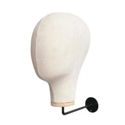 21 Inch Hat Rack Wig Stand Wall Mounted Mannequin Head Decorative Holder Hat Holder Rack Salon Mannequin Wigs Show Display Stand (A:Beige)