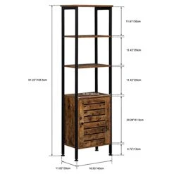 HooLeen Multiuse 5-Tier Metal Kitchen Bakers Rack, Microwave Storage Rack, Tall Cabinet, Storage Cabinet With Door And Inside Adjustable Shelf, Steel Frame, Space-Saving (5-Tier, Single Door) 9 HooLeen Multiuse 5-Tier Metal Kitchen Bakers Rack, Microwave Storage Rack, Tall Cabinet, Storage Cabinet With Door And Inside Adjustable Shelf, Steel Frame, Space-Saving (5-Tier, Single Door) -Songmics Furniture Shop 41mvxfVnsQS