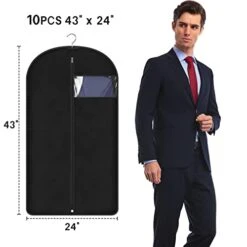 KIMBORA 10 Packs Garment Bags For Hanging Clothes, 43" Suit Bag For Closet Storage And Travel Suit Cover Bag For Coats, Jackets, Shirts (Black) 10 KIMBORA 10 Packs Garment Bags For Hanging Clothes, 43" Suit Bag For Closet Storage And Travel Suit Cover Bag For Coats, Jackets, Shirts (Black) -Songmics Furniture Shop 41mvzDwFv6L