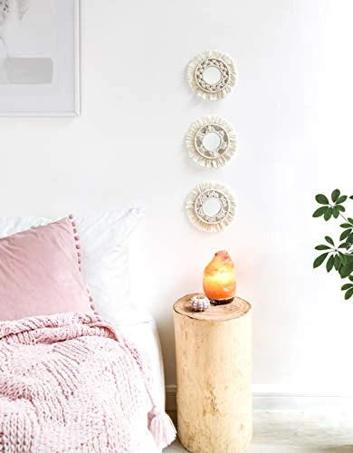 Mkono Mini Round Wall Mirror With Macrame Fringe Set Of 3 Small Wall Hanging Circle Mirror Boho Home Decor For Apartment Living Room Bedroom Baby Nursery,Beautiful Gift Ideas, 2.7''D, X-Small 4 Mkono Mini Round Wall Mirror With Macrame Fringe Set Of 3 Small Wall Hanging Circle Mirror Boho Home Decor For Apartment Living Room Bedroom Baby Nursery,Beautiful Gift Ideas, 2.7''D, X-Small - Image 4