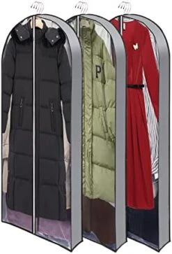 Wutrye 40" Full Clear Garment Bags For Hanging Clothes With 6" Gusset 2 Zippers Transparent Suit Bags Protector Cover For Travel Moving Closet Storage Moth Proof Sweater Jacket Coat Shirts 3 Packs -Songmics Furniture Shop 41nKzpL75mL. AC