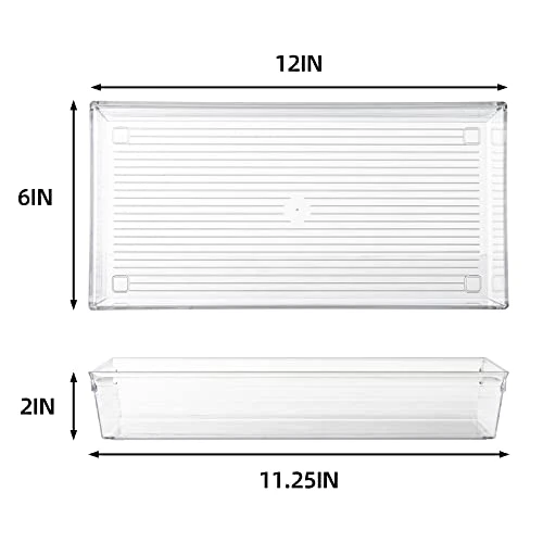 4 Pack 12"x 6" Large Size Clear Plastic Desk Drawer Organizer Tray Bathroom Office Kitchen Utensils Silverware Gadgets Dividers Desk Drawer Storage Bins Container For Dresser Cosmetic Makeup 2 4 Pack 12"x 6" Large Size Clear Plastic Desk Drawer Organizer Tray Bathroom Office Kitchen Utensils Silverware Gadgets Dividers Desk Drawer Storage Bins Container For Dresser Cosmetic Makeup - Image 2