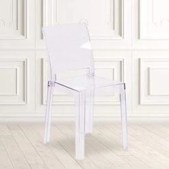 Flash Furniture Emilie Ghost Chair With Square Back In Transparent Crystal -Songmics Furniture Shop 41nMr5kgxHL. AC