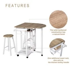 AIIT Wood Breakfast Cart - With Drop Leaf & 2 Drawers, Dining Table & Chair Sets Kitchen Trolley Island Cart For Small Space -Songmics Furniture Shop 41nMxVZxMDL