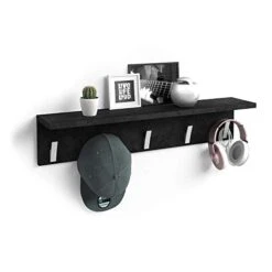 Mobili Fiver, Wall Coat Hanger, Rachele, 31.49 In, Concrete Black, Laminate-Finished/Aluminium, Made In Italy