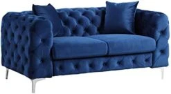 Morden Fort Modern Contemporary Accent Chair With Deep Button Tufting Dutch Velvet, Solid Wood Frame And Iron Legs-Silver Grey -Songmics Furniture Shop 41nPL3B67sL. AC