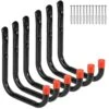 Yisunnan Heavy Duty Garage Storage Utility Hooks Wall Mounted Tools Hangers Organizer (6 Pcs Black 7.1" Large J Hook)