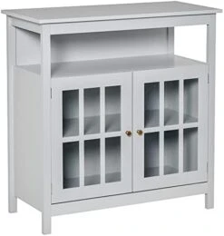 HOMCOM Sideboard Buffet Cabinet, Kitchen Cabinet With Open Shelf, Glass Doors And Adjustable Shelf, Accent Cabinet For Living Room, Cherry -Songmics Furniture Shop 41nQH5 BOPL. AC