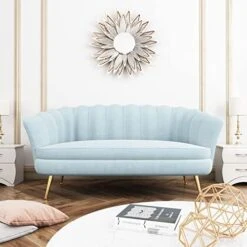 Modern Velvet Accent Chair With Ottoman Set, Upholstered Tufted Barrel Chair Leisure Chair With Footrest And Metal Legs For Living Reading Room Bedroom Office (Light Blue) -Songmics Furniture Shop 41nTUZlAfL. AC 1