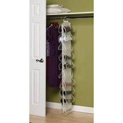 Household Essentials 311390 Hanging Shoe Storage Organizer For Closets -20 Pocket - Natural Canvas -Songmics Furniture Shop 41nYmKhAqlL