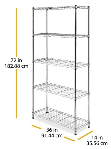 Whitmor Supreme 5 Tier Shelving With Adjustable Shelves And Leveling Feet - 350 Lb. Capacity Per Shelf - Chrome 2 Whitmor Supreme 5 Tier Shelving With Adjustable Shelves And Leveling Feet - 350 Lb. Capacity Per Shelf - Chrome - Image 2