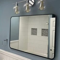 30 X 40 Bathroom Mirror Large Black Wall Mirror Rectangle Wall Mounted Mirror Metal Framed Mirror For Hanging Vertical Or Horizontal, Rounded Corner -Songmics Furniture Shop 41na07XV3tL. AC