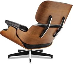 Mid Century Chaise Lounge Chair With Ottoman, 100% Full Grain Leather, Walnut, Modern Accent Chair Classic Design, Heavy Duty Base Support For Bedroom Indoor Set -Songmics Furniture Shop 41nbOFbjEdL