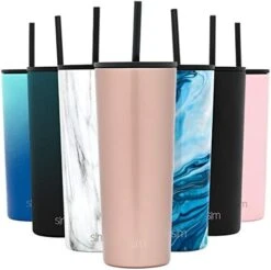 Simple Modern Insulated Tumbler With Lid And Straw | Iced Coffee Cup Reusable Stainless Steel Water Bottle Travel Mug | Gifts For Women Men Her Him | Classic Collection | 24oz | Rose Gold -Songmics Furniture Shop 41nfDTma1xL. AC