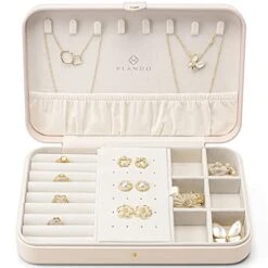 Vlando Travel Jewelry Case For Women - Portable Leather Jewelry Organizer Box For Necklace Earrings Ring Bracelet Small Size- Gifts For Teen, Girls, Moms And Daughters - Apricot White 13 Vlando Travel Jewelry Case For Women - Portable Leather Jewelry Organizer Box For Necklace Earrings Ring Bracelet Small Size- Gifts For Teen, Girls, Moms And Daughters - Apricot White -Songmics Furniture Shop 41nhSAtiP6L