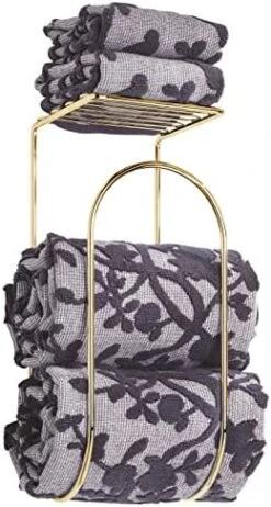 MDesign Modern Metal Wire Wall Mount Towel Rack Holder And Organizer With Storage Shelf - For Bathroom Towels, Washcloths, Hand Towels - Decorative Curved Design - Satin 22 MDesign Modern Metal Wire Wall Mount Towel Rack Holder And Organizer With Storage Shelf - For Bathroom Towels, Washcloths, Hand Towels - Decorative Curved Design - Satin -Songmics Furniture Shop 41nsEz7CyfL. AC