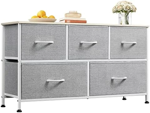 WLIVE Dresser For Bedroom With 5 Drawers, Wide Chest Of Drawers, Fabric Dresser, Storage Organizer Unit With Fabric Bins For Closet, Living Room, Hallway, Nursery, Dark Grey 12 WLIVE Dresser For Bedroom With 5 Drawers, Wide Chest Of Drawers, Fabric Dresser, Storage Organizer Unit With Fabric Bins For Closet, Living Room, Hallway, Nursery, Dark Grey - Image 12