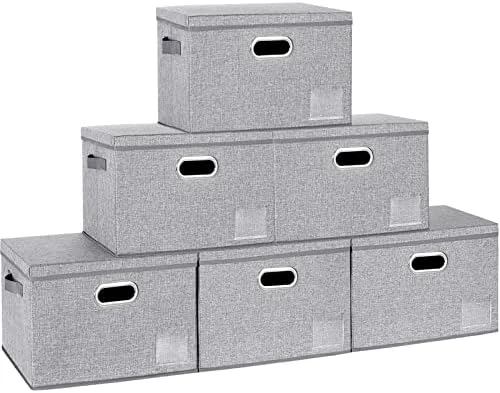 GhvyenntteS Large Storage Bins With Lids (3-Pack) Large Closet Storage Bins With Lid And 3 PU Handles, Foldable Fabric Storage Boxes With Label Window For Home Bedroom Office (Black, 15" X 11" X 9.7") 11 GhvyenntteS Large Storage Bins With Lids (3-Pack) Large Closet Storage Bins With Lid And 3 PU Handles, Foldable Fabric Storage Boxes With Label Window For Home Bedroom Office (Black, 15" X 11" X 9.7") - Image 11