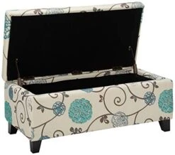 Christopher Knight Home Breanna Fabric Storage Ottoman, White And Blue Floral -Songmics Furniture Shop 41nwscPSTKL