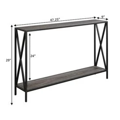 Convenience Concepts Tucson Console Table With Shelf, Weathered Gray/Black -Songmics Furniture Shop 41nygt52meL