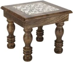 SAVON Wood Stool Footrest Footstool Adults Small Table Tree Of Life White -Songmics Furniture Shop 41o2hubEsHL. AC