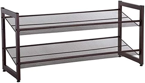 SONGMICS 3-Tier Shoe Rack Storage, Adjustable Metal Mesh Shoe Organizer Stand, Flat Or Angled Stackable Shoe Rack Shelf For 9-12 Pairs, Shoe Tower For High Heels, Sneakers, Closet, Entryway, Bronze 8 SONGMICS 3-Tier Shoe Rack Storage, Adjustable Metal Mesh Shoe Organizer Stand, Flat Or Angled Stackable Shoe Rack Shelf For 9-12 Pairs, Shoe Tower For High Heels, Sneakers, Closet, Entryway, Bronze - Image 8