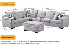 Asunflower Sectional Couches For Living Room Modular Sectional Sofa Ottoman Set 6 Seater Fabric Grey Couches L Shape Sectional Furnitures For Apartment,Large (6 Pillows) -Songmics Furniture Shop 41o9rYEopdL