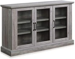 BELLEZE 70 Inch Sideboard Buffet Cabinet, Entertainment Center With Storage, Glass Display Cabinet With Adjustable Shelves Console Table Storage Cabinet For Living Room, Dining Room, Rustic Gray -Songmics Furniture Shop 41oDILKqUGL. AC 1