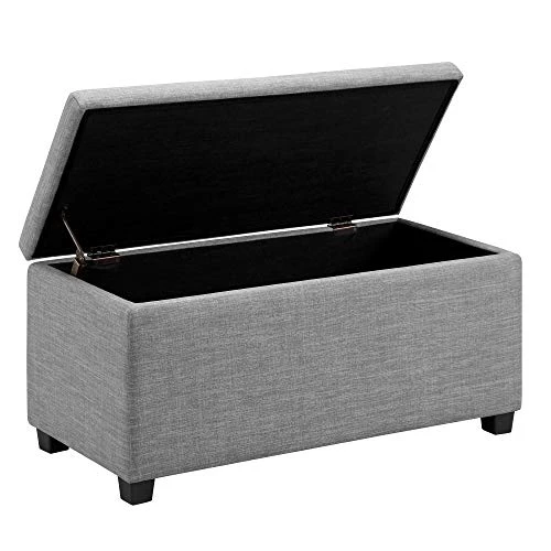 Amazon Basics Upholstered Storage Ottoman And Entryway Bench, 35.5"W X 16.5"D X 17"H, Light Gray 3 Amazon Basics Upholstered Storage Ottoman And Entryway Bench, 35.5"W X 16.5"D X 17"H, Light Gray - Image 3