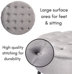BIRDROCK HOME Tufted Round Grey Ottoman – Velvet Foot Stool – Mid Century Modern Steel Legs - Soft Compact Padded Stool - Living Room Or Bedroom – Vanity Chair - Decorative Furniture 12 BIRDROCK HOME Tufted Round Grey Ottoman – Velvet Foot Stool – Mid Century Modern Steel Legs - Soft Compact Padded Stool - Living Room Or Bedroom – Vanity Chair - Decorative Furniture -Songmics Furniture Shop 41oEG5xrkpL