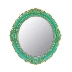 YCHMIR Decorative Mirror Vintage Mirror Hanging Mirror 14.8 X 13.1 Inchs Oval Mirror Green