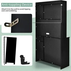 BZGWECD 4-Door Kitchen Buffet Pantry Storage Cabinet Tall Microwave Cabinet With/Hutch Adjustable Shelf For Home Kitchen Storage Cabinet (Color : B) 9 BZGWECD 4-Door Kitchen Buffet Pantry Storage Cabinet Tall Microwave Cabinet With/Hutch Adjustable Shelf For Home Kitchen Storage Cabinet (Color : B) -Songmics Furniture Shop 41oQYyuxk5L