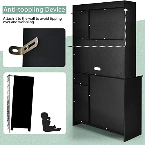 BZGWECD 4-Door Kitchen Buffet Pantry Storage Cabinet Tall Microwave Cabinet With/Hutch Adjustable Shelf For Home Kitchen Storage Cabinet (Color : B) 3 BZGWECD 4-Door Kitchen Buffet Pantry Storage Cabinet Tall Microwave Cabinet With/Hutch Adjustable Shelf For Home Kitchen Storage Cabinet (Color : B) - Image 3