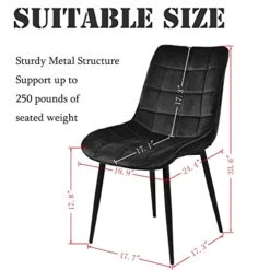 Payeel Upholstered Velvet Dining Chairs Set Of 4 Modern Tufted Dining Side Chairs W/Metal Legs Modern Cushion Seats And Back For Living Kitchen, Vanity, And Waiting Room(Black) -Songmics Furniture Shop 41oRplPPzOL