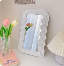 ZOROSY Wave Table Makeup Mirrors For Women - Desk Cosmetic Mirrors Desktop For Wall Creative Bedroom Bathroom Home Decor -Songmics Furniture Shop 41oSK1gUUiL. AC