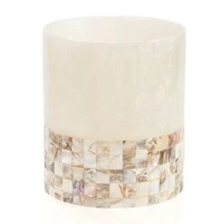 Creative Scents Bathroom Trash Can - Decorative Bathroom Wastebasket Finished In Beautiful Mother Of Pearl - Modern Waste Basket For Bathroom, Powder Room Or Living Room (Milano Collection)