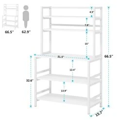 Tribesigns Bakers Rack With Hutch, Microwave Oven Stand, 5-Tier Kitchen Utility Storage Shelf, Height Free Standing Kitchen Organizer For Spices, Pots, Pans And Oven (White) -Songmics Furniture Shop 41oagmTCazS