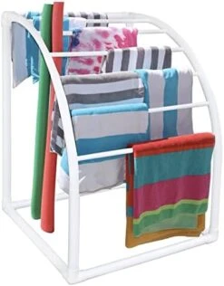 7 Bar Curved PVC Towel Rack - Free Standing Poolside Storage Organizer - Also Stores Floats, Paddles And Noodles, 37.5" W X 37.5" L X 49.5" H, (Brown) Style 144574 -Songmics Furniture Shop 41oczrVugJL. AC