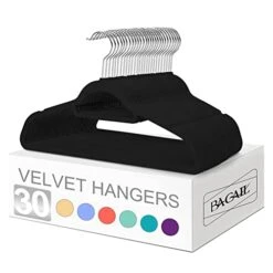 BAGAIL Velvet Hangers,Black Non Slip 360 Degree Swivel Hook Strong And Durable Clothes Hangers For Coats, Suit, Shirt Dress, Pants & Dress Clothes (Black/Silver, 30 Pack)